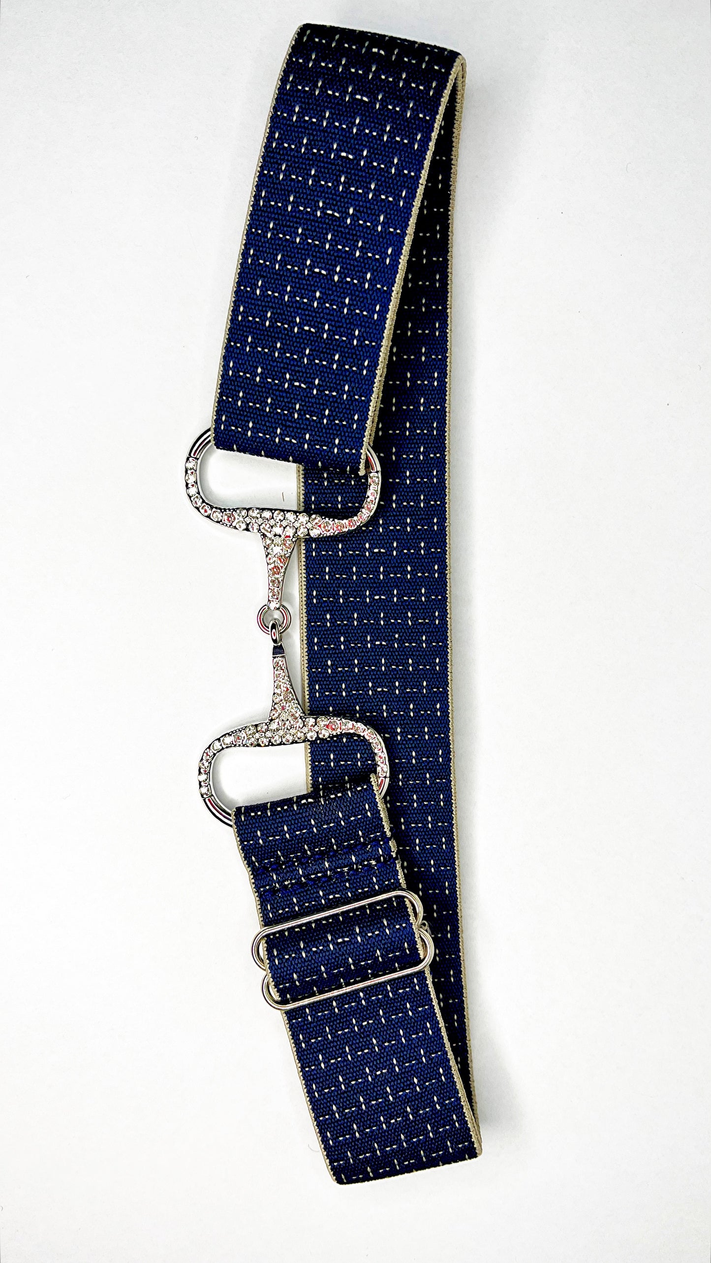 Navy sparkly snaffle belt