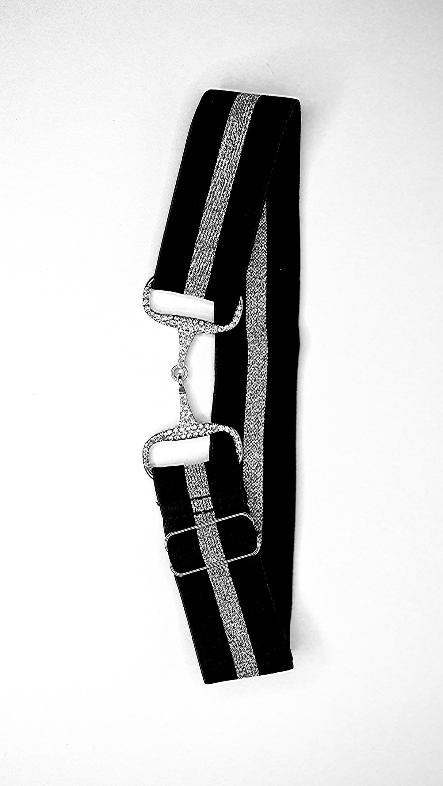 black and silver snaffle belt