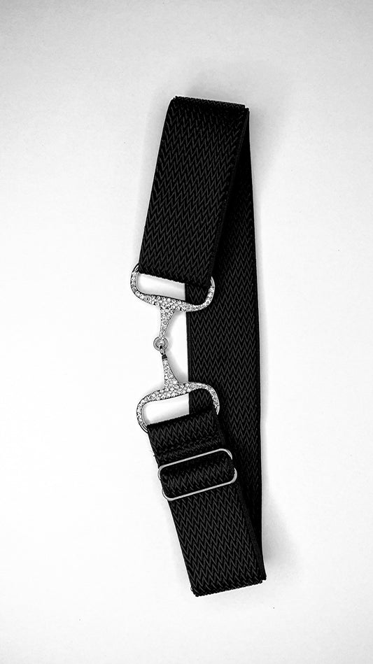 black with pattern snaffle bit belt